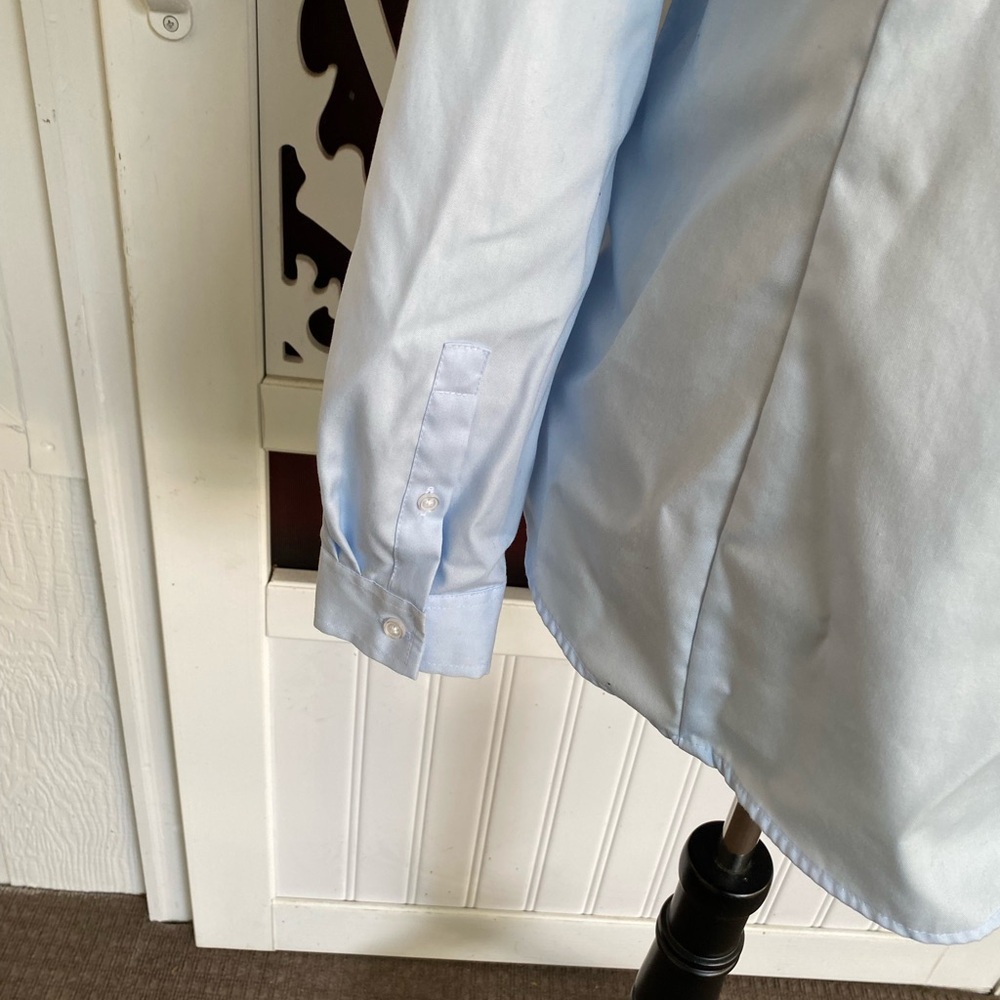 Light Blue Women's Button-Up Shirt - Classic Collared Top - Picture 8 of 12
